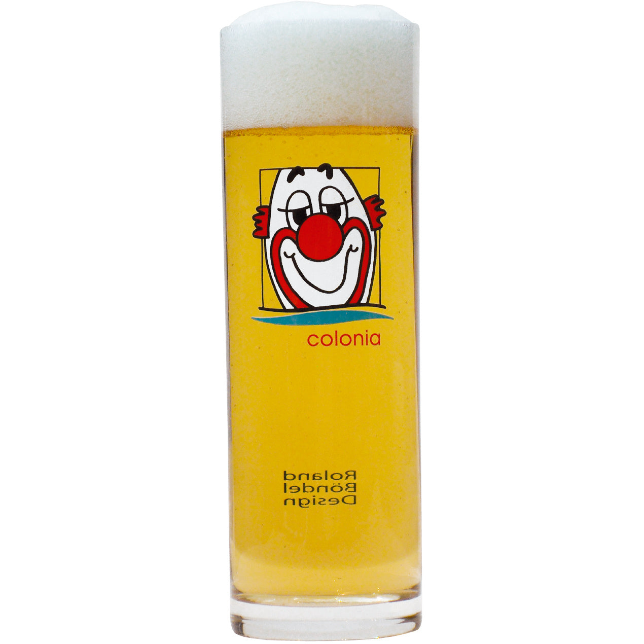 Kölner Stange 24 cl 151 mm Kölschglas, Dekor "Clown Colonia" von Roland Böndel