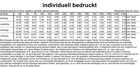 Glühweintasse 25 cl/ 240 g, stapelbar, gehärtet, satiniert/ gefrosted, Füllstrich 0,2 l, Dekor "Schneeflocken"