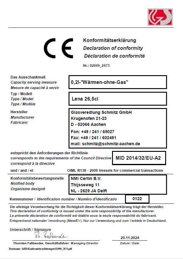 Glühweintasse 26 cl/ 320 g, stapelbar, gehärtet, Füllstrich 0,2 l, Dekor "Wärmen ohne Gas"