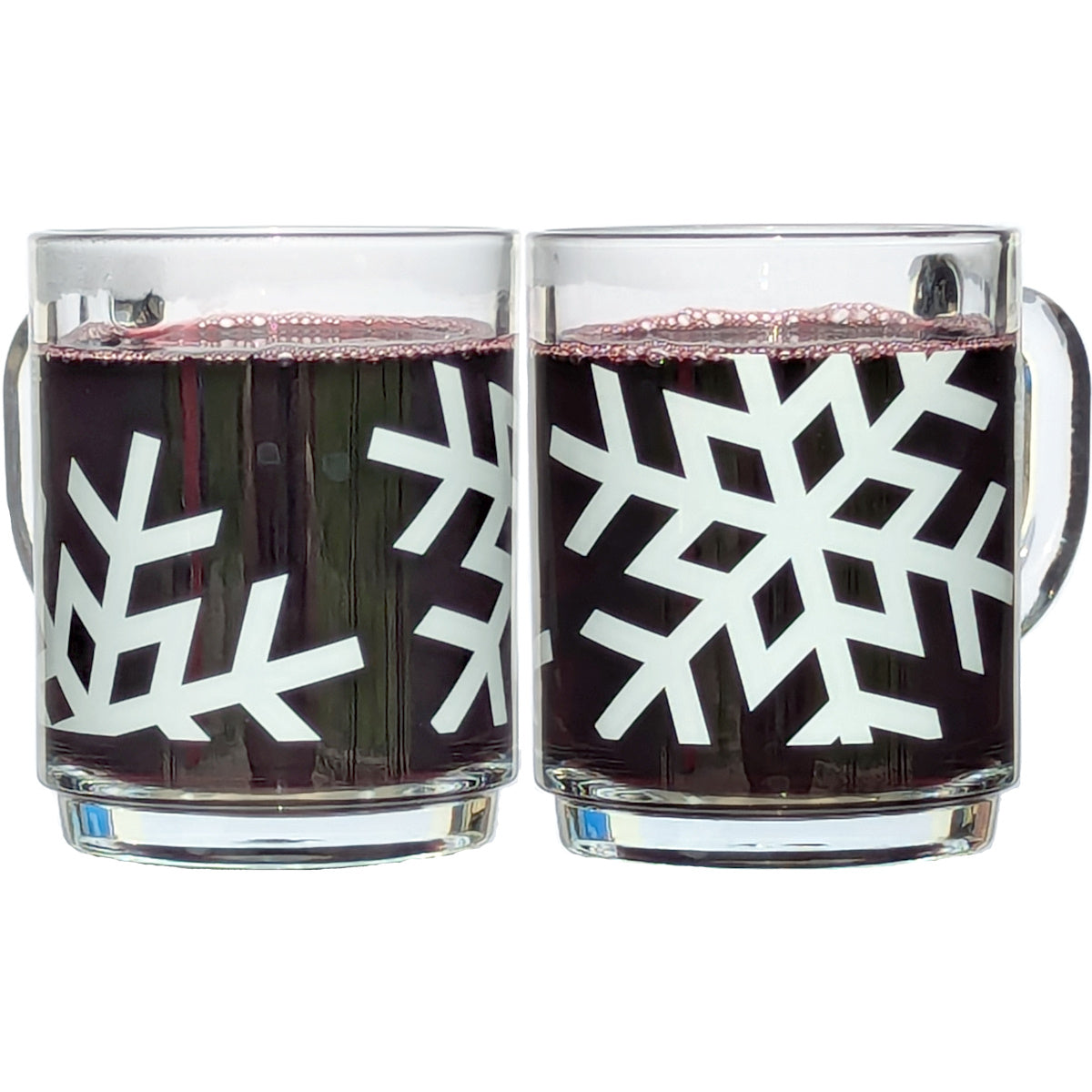 Verre à vin chaud 26 cl/ 320 g, empilable, trempé, trait de remplissage 0,2 l, décor « flocon de neige »