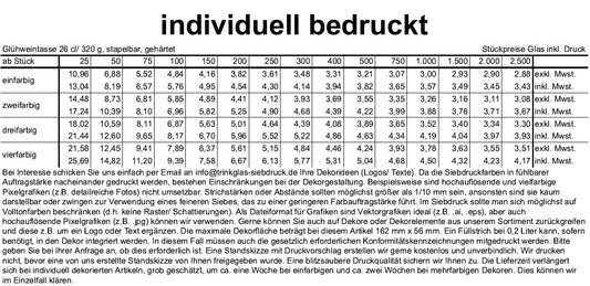 Glühweintasse 26 cl/ 320 g, stapelbar, gehärtet, Füllstrich 0,2 l, Dekor "Handwärmer"