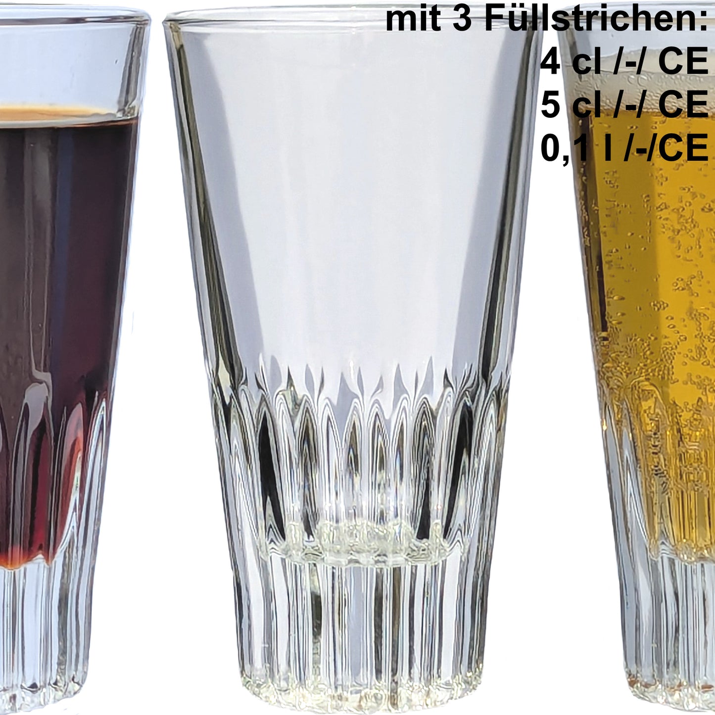 Spirituosenglas Mischgetränkeglas Shortdrinkglas, 16 cl mit Füllstrichen bei 4 cl, 5 cl und 0,1 l
