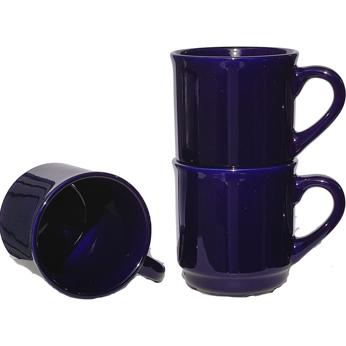 Keramik-Glühweintasse 26 cl, blau, stapelbar, ohne Füllstrich, ohne Dekor