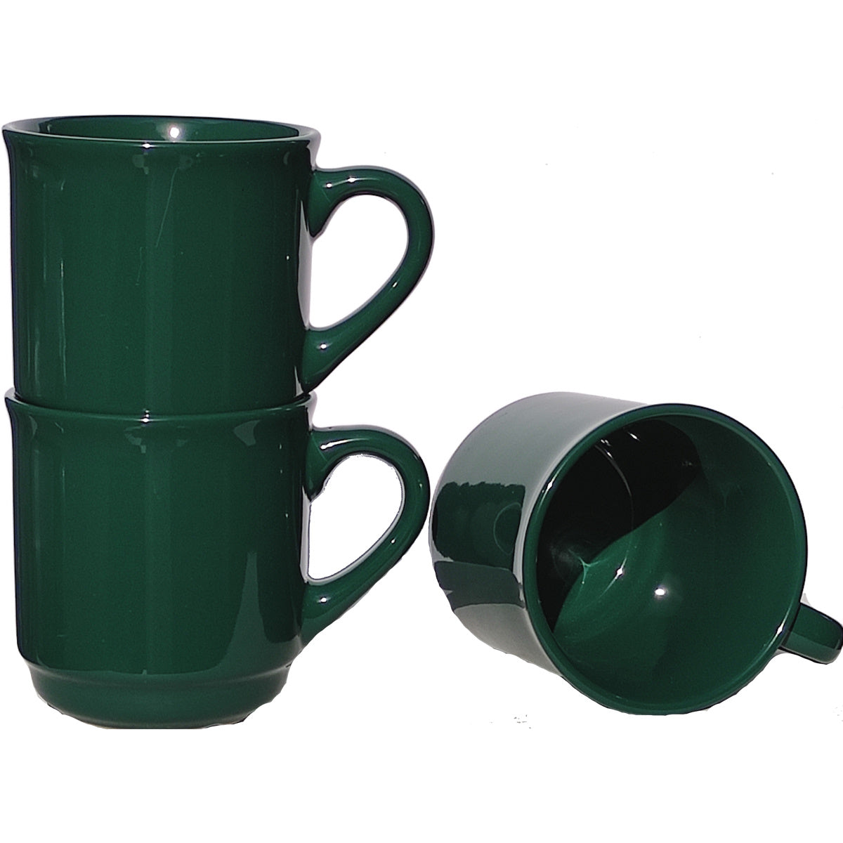 Keramik-Glühweintasse 26 cl, grün, stapelbar, ohne Füllstrich, ohne Dekor