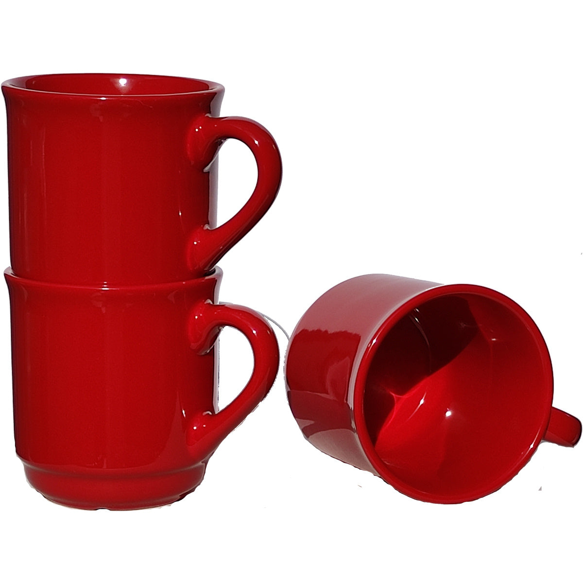 Keramik-Glühweintasse 26 cl, rot, stapelbar, ohne Füllstrich, ohne Dekor