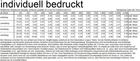Willibecher Willybecher Bierglas, einfache Qualität, 63 cl mit CE-Füllstrich bei 0,5 l