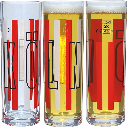Kölner Stange 24 cl 151 mm Kölschglas, Füllstrich bei 0,2 l, Dekor "Köln"