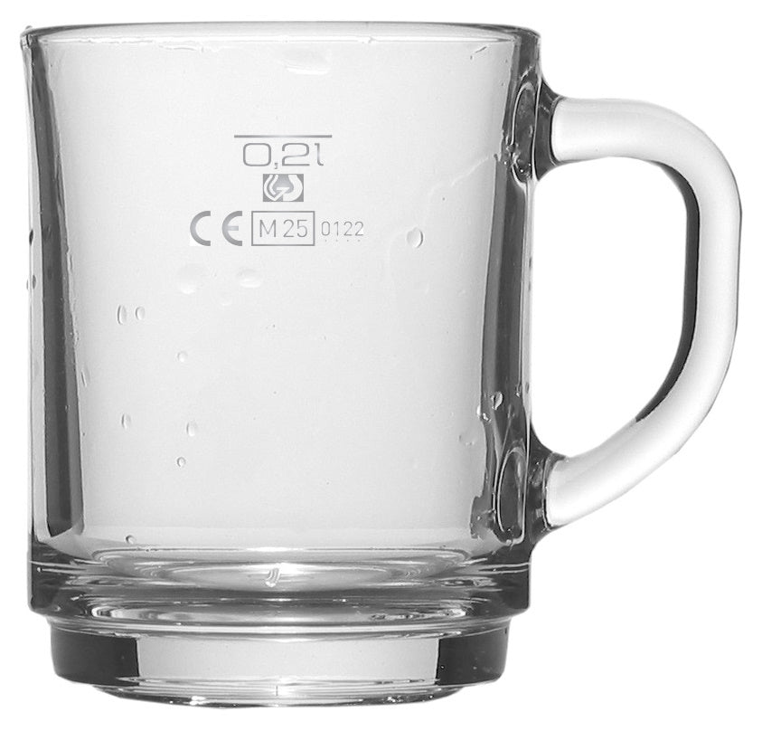 Verre à vin chaud 26 cl/ 320 g, empilable, trempé, ligne de remplissage 0,2 l, sans décoration