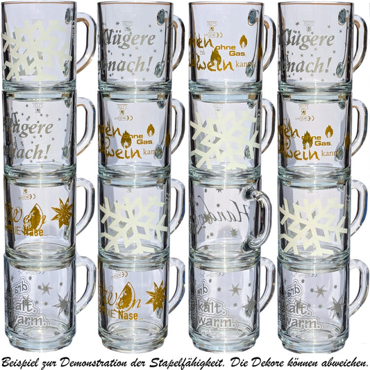 Mulled wine cup 26 cl/ 320 g, stackable, hardened, fill line 0.2 l, "Handwarmer" design