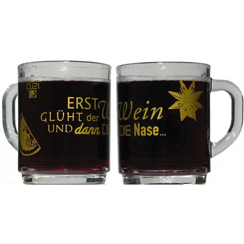 Glühweintasse 26 cl/ 320 g, stapelbar, gehärtet, Füllstrich 0,2 l, Dekor "Glühnase" (Restposten mit alter Farbe)